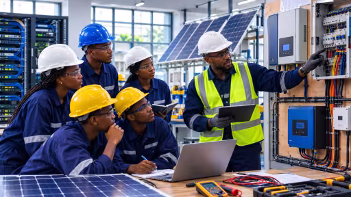 A practical engineering training session in a clean modern technical lab